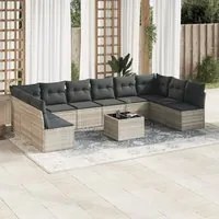 Set Divani da Giardino 11 pz con Cuscini in Polyrattan Grigio 3218102