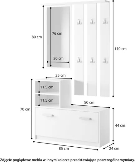 Mobile Da Ingresso  Con Scarpiera Appendiabiti E Specchio Lind Verde