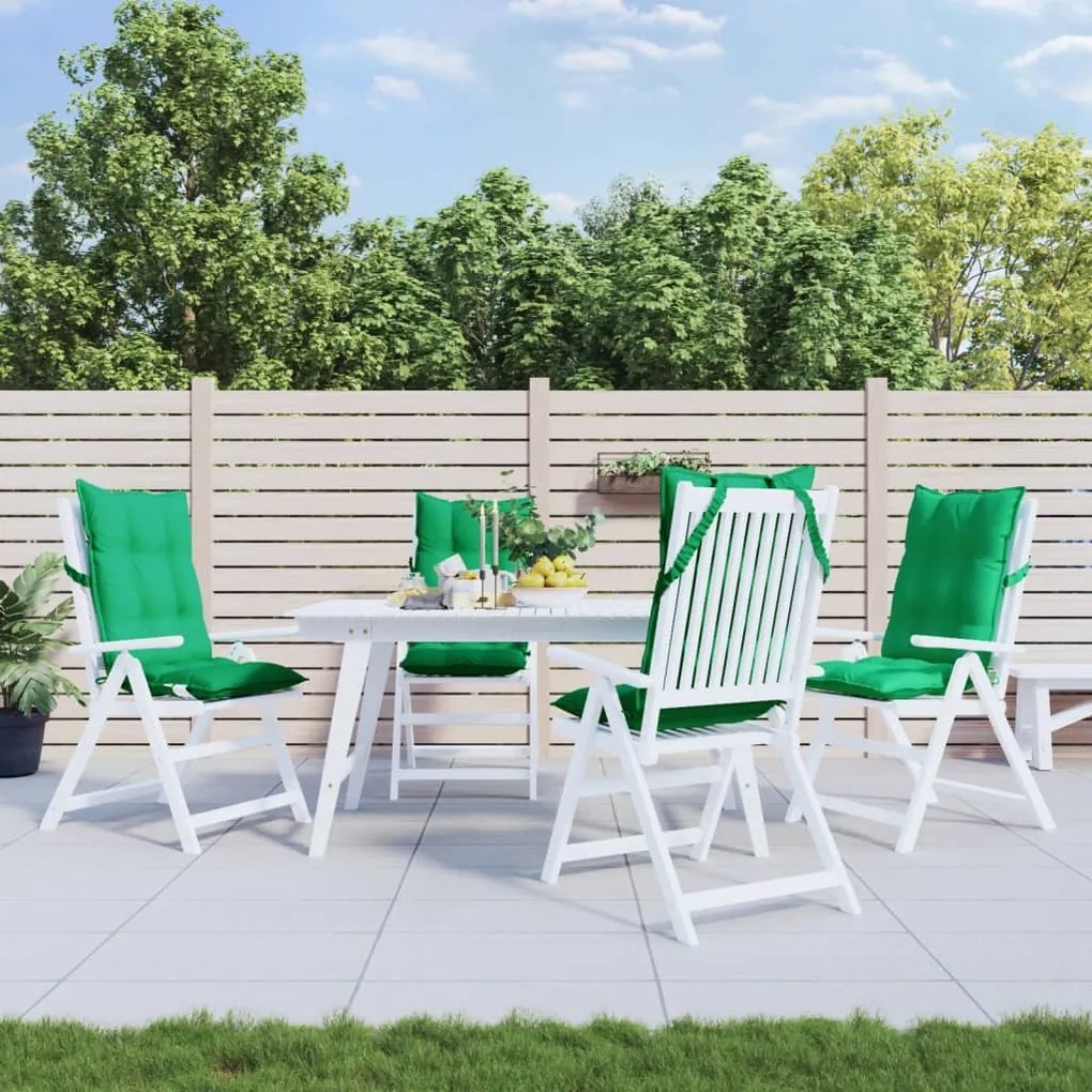 Cuscini Per Sedia Con Schienale Alto 4 Pz Verde Tessuto Oxford /