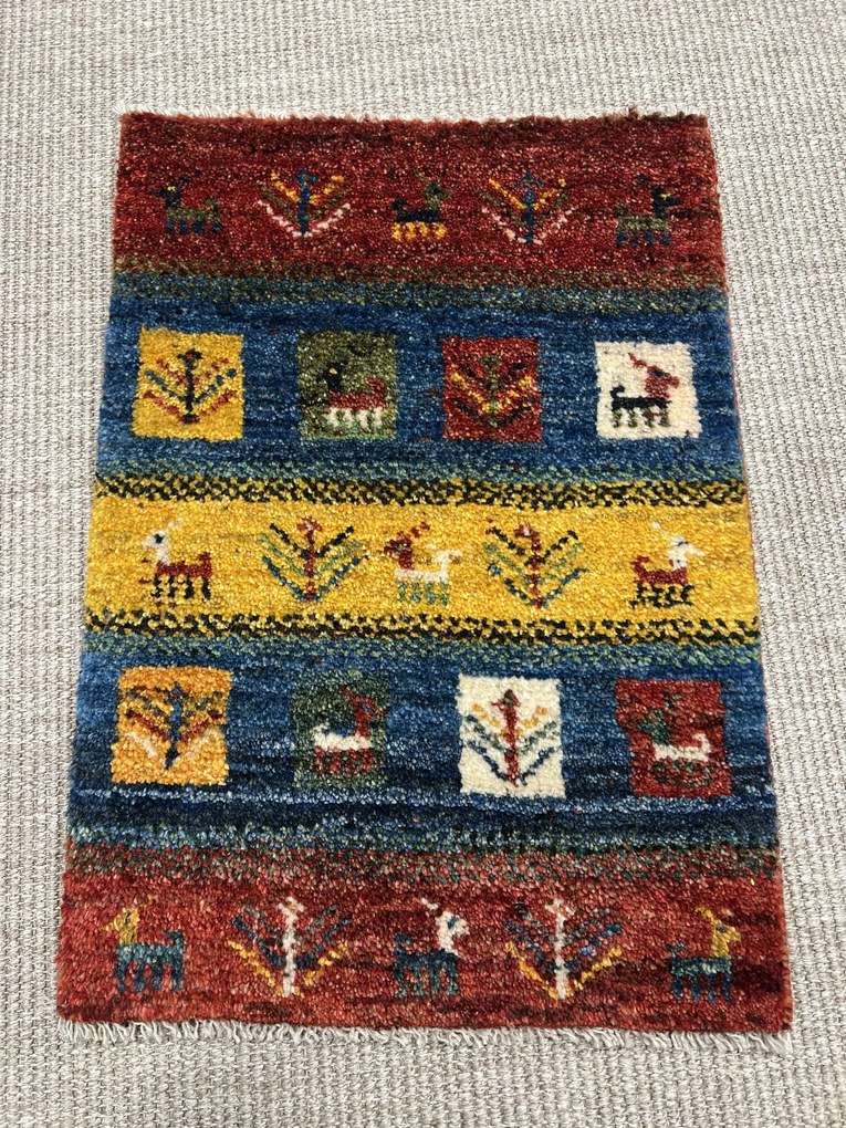 Gabbeh Tappeto persiano 40x60 Rosso (Iran) Annodato A Mano