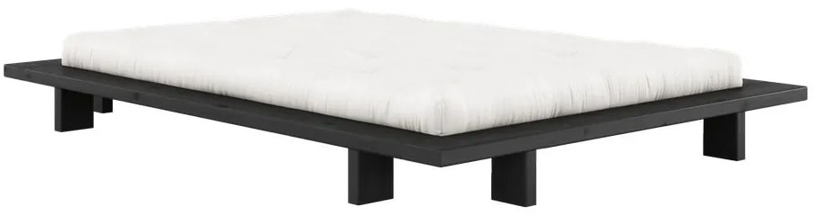 Letto matrimoniale nero in legno di pino con griglia 140x200 cm Japan - Karup Design