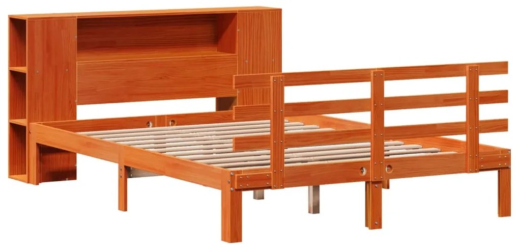 Letto libreria senza materasso marrone cera 140x190 cm in pino