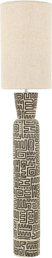 Lampada da terra nera/color crema con paralume in tessuto (altezza totale 145 cm) Nairobi – Mauro Ferretti