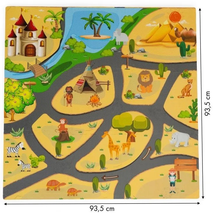 Tappetino di gomma per bambini con motivo safari 93 x 93 cm