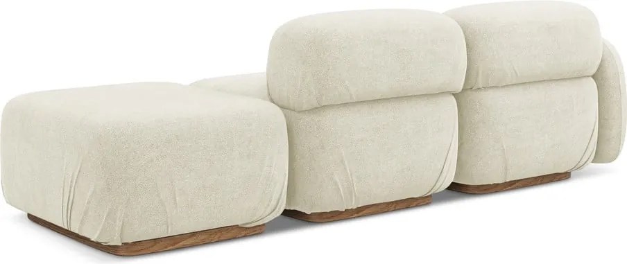 Chaise lounge componibile color crema (con penisola a destra) con rivestimento in bouclé Ailani – Makamii