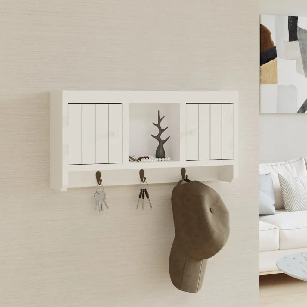 Armadietto Per Chiavi Bianco 40x8,5x20 Cm İn Legno E Acciaio /
