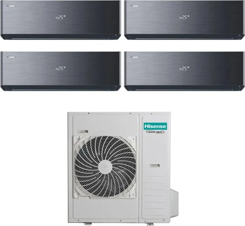 Condizionatore Hisense Quadri Split Inverter ENERGY PRO X BLACK 12+12+12+12 con 5AMW105U4RQC R-32 Wi-Fi Integrato