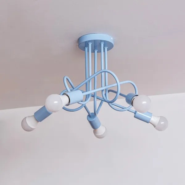 Lampadario a plafone OXFORD 5xE27/15W/230V blu