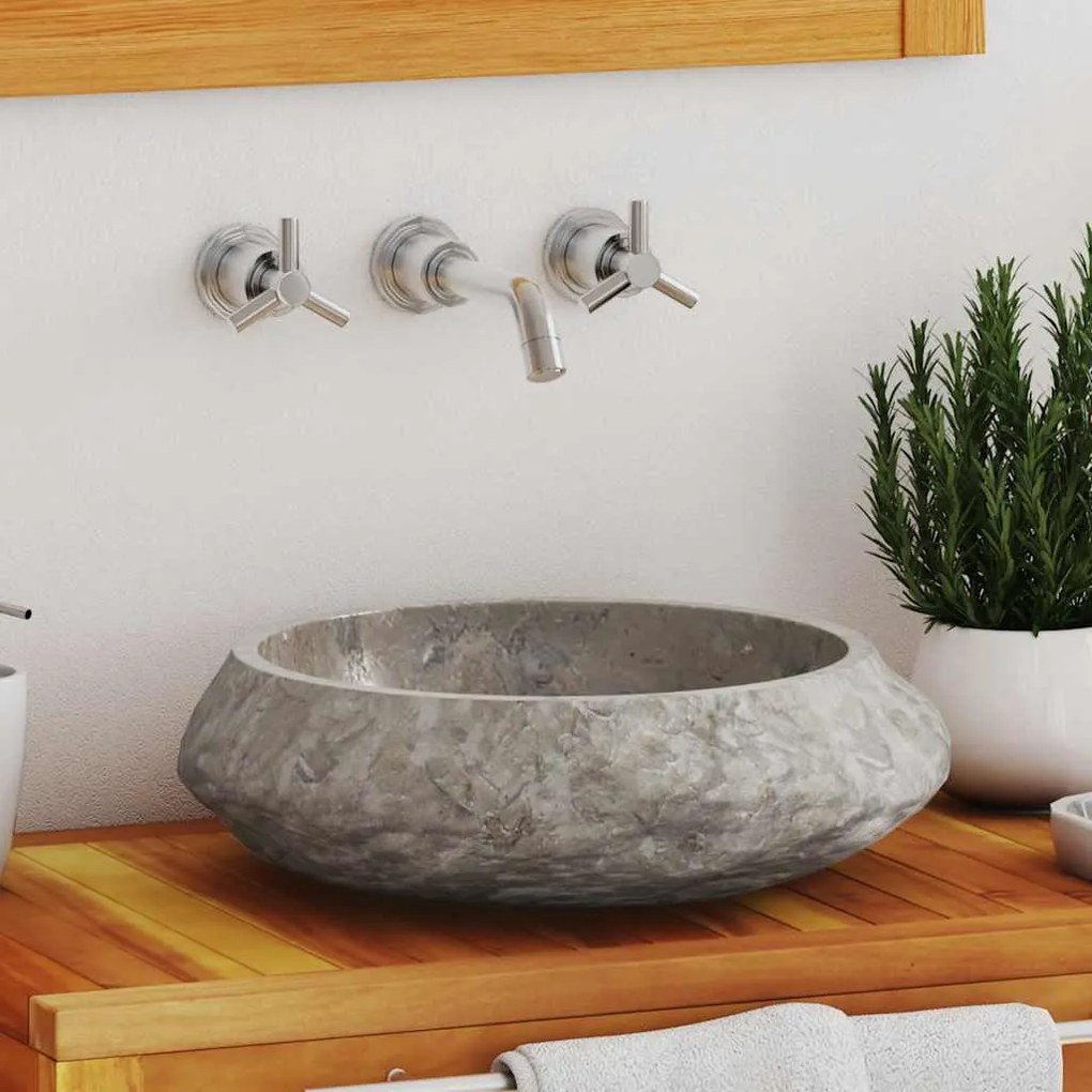Lavandino Grigio Ø40x12 Cm İn Marmo /