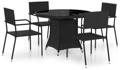 Set Mobili da Pranzo per Giardino 5 pz in Polyrattan Nero