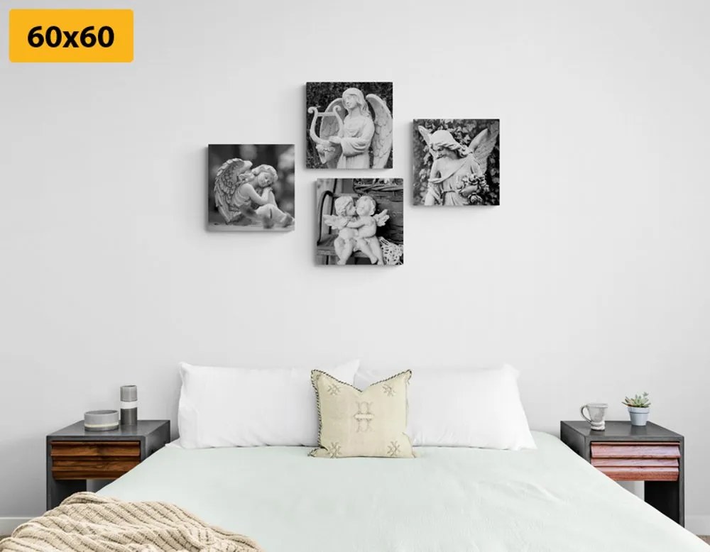 Set di quadri – Pace celeste in bianco e nero