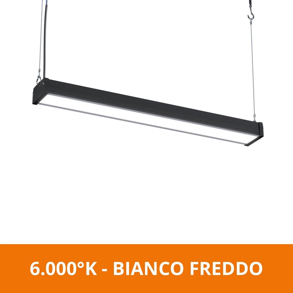 Campana Lineare LED 150W 76cm Sospesa 16.500 lm con Osram chip LED Colore Bianco Freddo 6.000K
