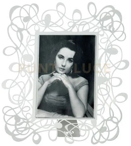 Porta foto scarabocchio grande bianco marmo in ferro e polimetilmet...