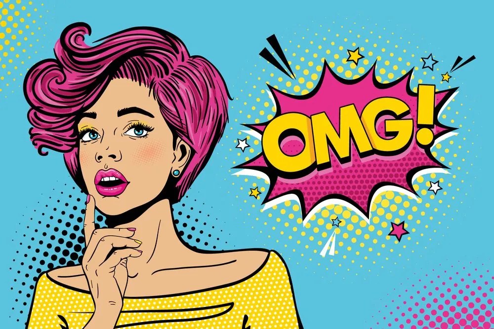 Carta da parati autoadesiva – Signora in stile pop art - OMG!