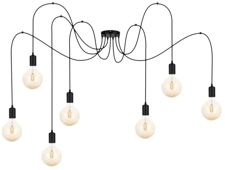 Lampadario a sospensione con filo MIROS 7xE27/60W/230V ragno nero
