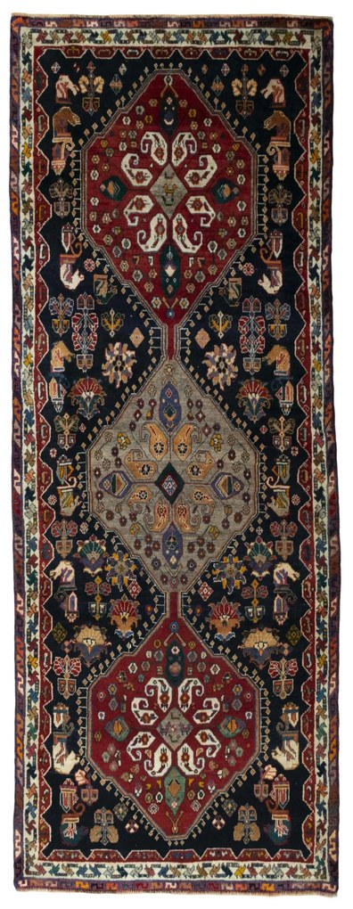 Shiraz Tappeto persiano 290 x 110 Blu (Iran) Annodato A Mano