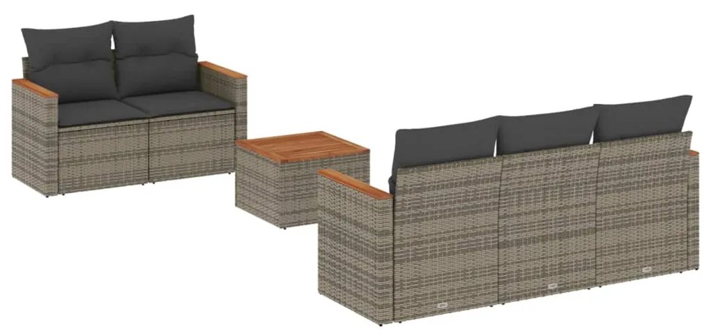 Set divano da giardino 6 pz con cuscini grigio in polyrattan