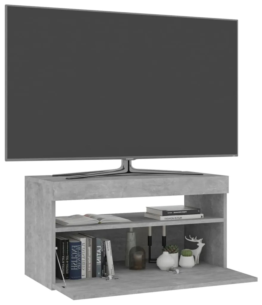 Mobile porta tv con luci led grigio cemento 75x35x40 cm