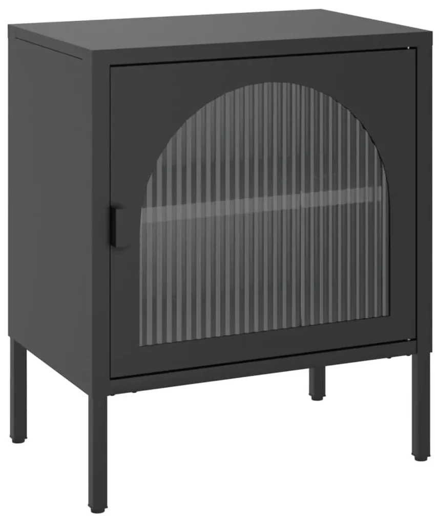 Comodini 2 pz neri 50x35x60 cm in vetro e acciaio