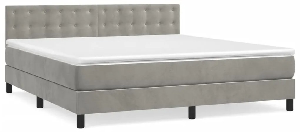 Giroletto a molle con materasso grigio chiaro 180x200cm velluto