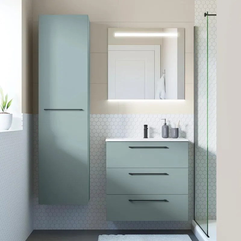 Mobile sottolavabo e lavabo Remix per vasca centrale verde L 60 x H 73 x P 33 cm 3 cassetti