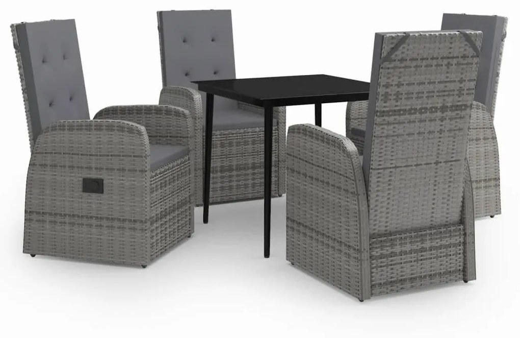 Set mobili da pranzo da giardino con cuscini 5 pz grigio