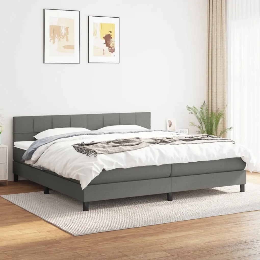 Giroletto A Molle Con Materasso Grigio Scuro 160x200 Cm Tessuto /