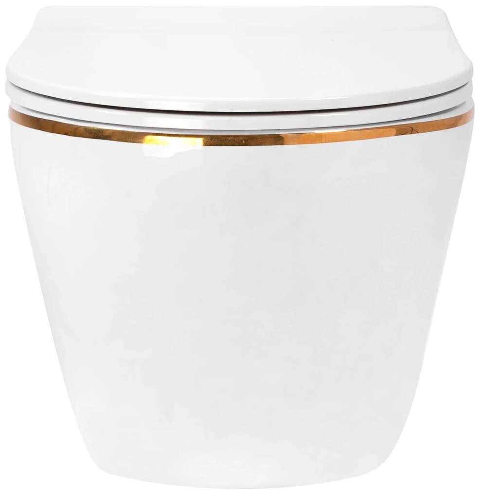 Vaso WC sospeso Rea Carlo white Mini Flat Gold Edge