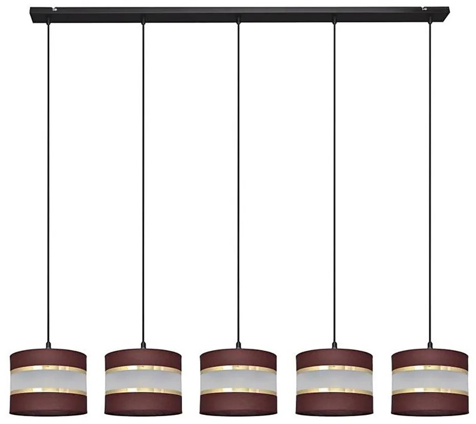 Lampadario a sospensione con filo HELEN 5xE27/15W/230V marrone/nero/oro