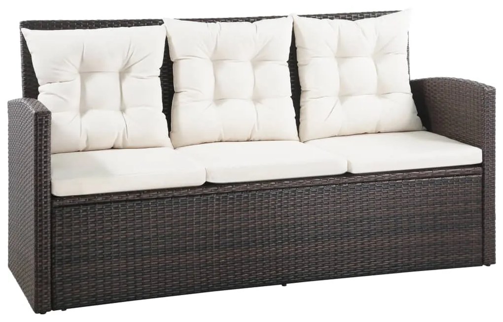 Set divani da giardino 5 pz con cuscini in polyrattan marrone