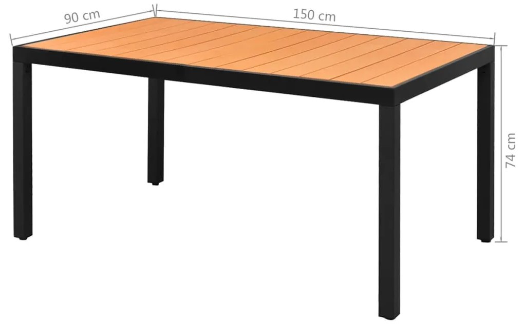 Set da Pranzo da Giardino 5 pz in Rattan PVC Nero e Marrone