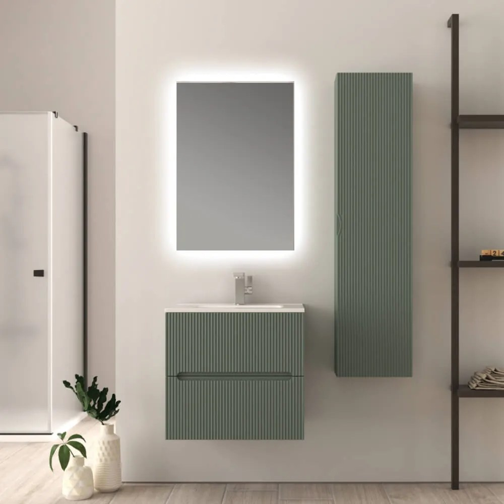 Mobile bagno 60 cm cannettato Verde Opaco Riga