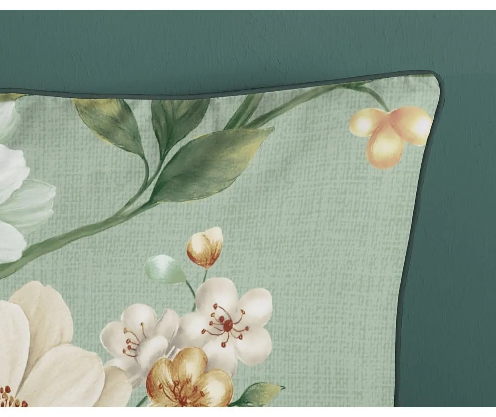 Set copripiumino e federa verde in raso di cotone per letto matrimoniale ed esteso 200x220 cm Sizena – Descanso