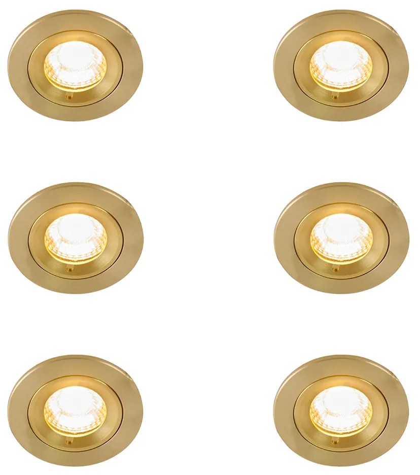 Set di 6 faretti da incasso moderni oro rotondi IP44 - Xena