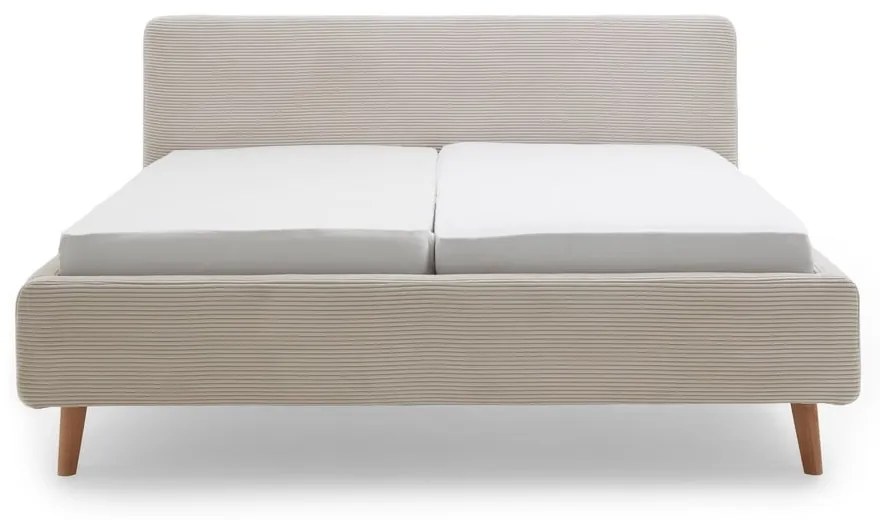 Letto matrimoniale imbottito beige con contenitore con rete inclusa 180x200 cm Mattis Cord – Meise Möbel
