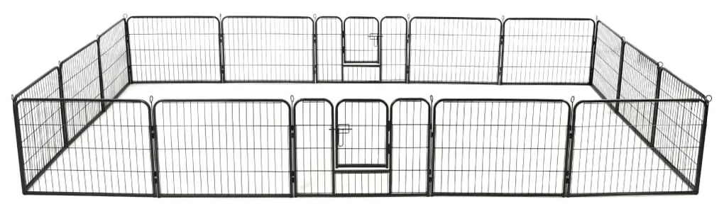 Box per cani con 16 pannelli in acciaio 60x80 cm nero