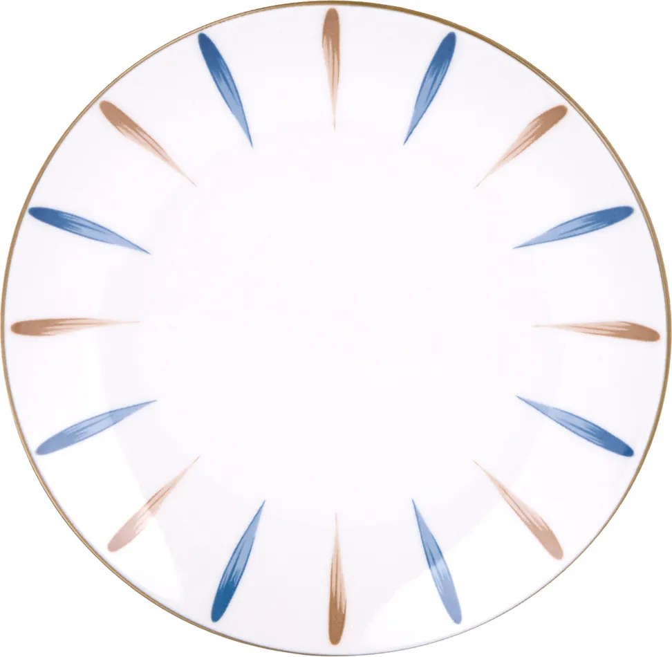 Piatto fondo in Porcellana pennellato blu marrone 19,3 cm Petali