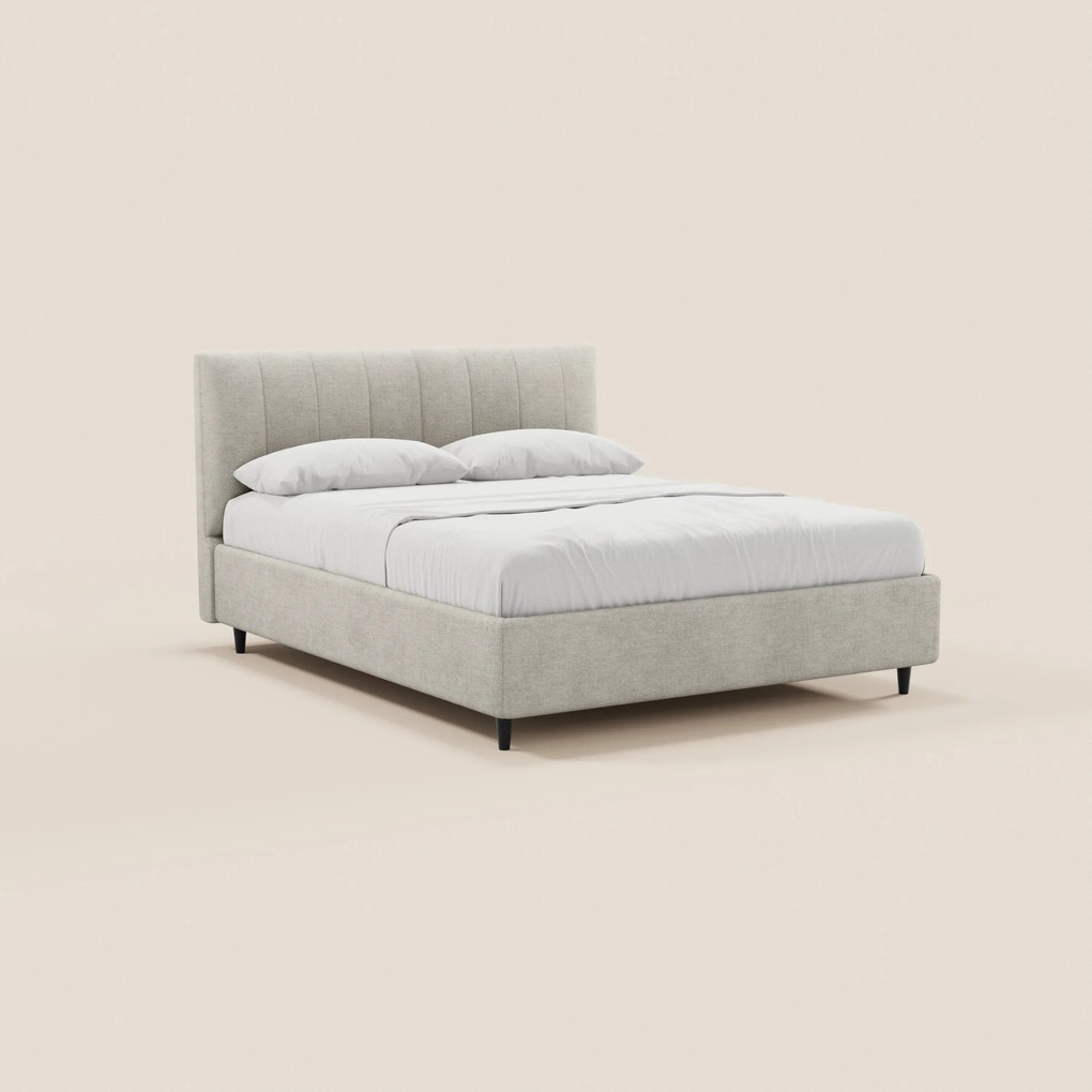 ONYX letto imbottito con vano contenitore e testiera verticale in tessuto certificato Oeko-Tex®
