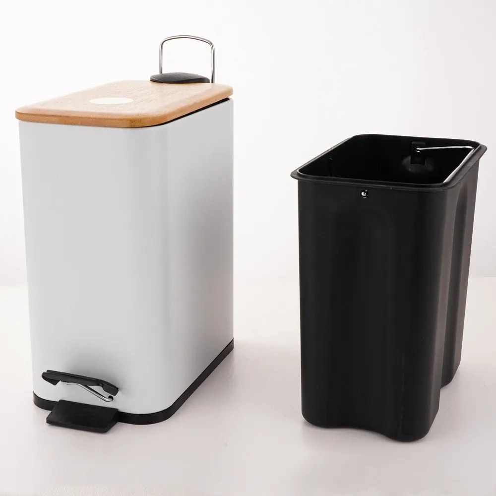 Cestino per la spazzatura bianco in acciaio con pedale 5 l Erik – Spirella