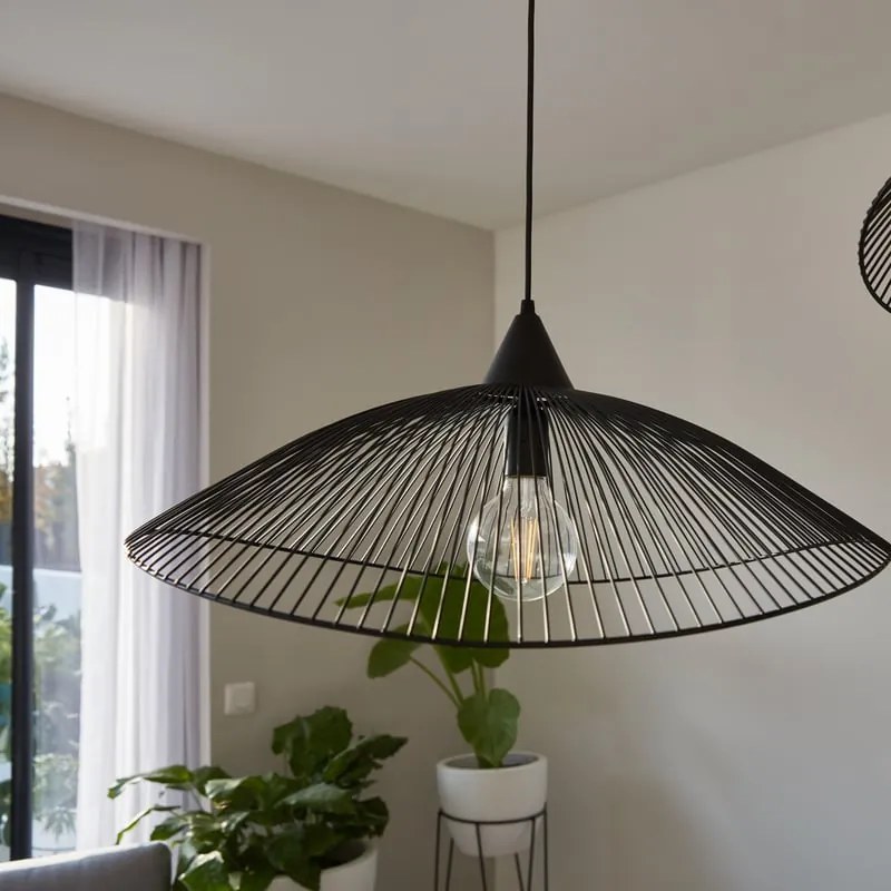 Lampadario Design Kasteli nero paralume nero E27 Ø45cm SEYNAVE