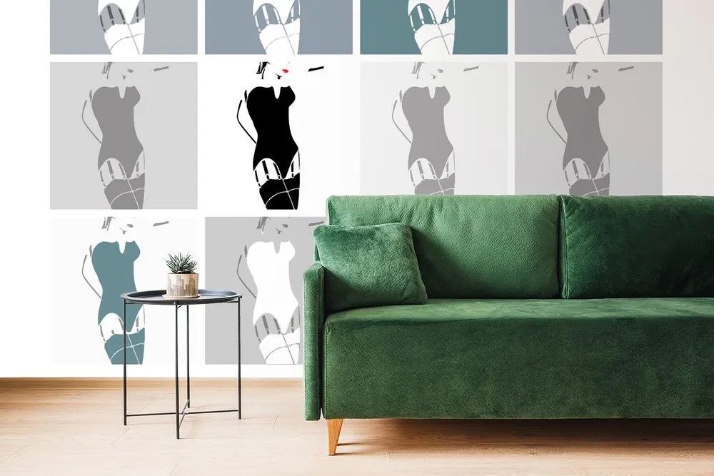Carta da parati – Fascino pop art della donna in grigio