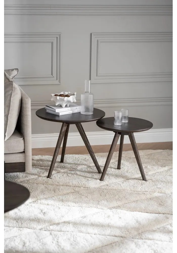 Tavolini rotondi in rovere in set di 2 pezzi ø 50 cm Yumi - Rowico