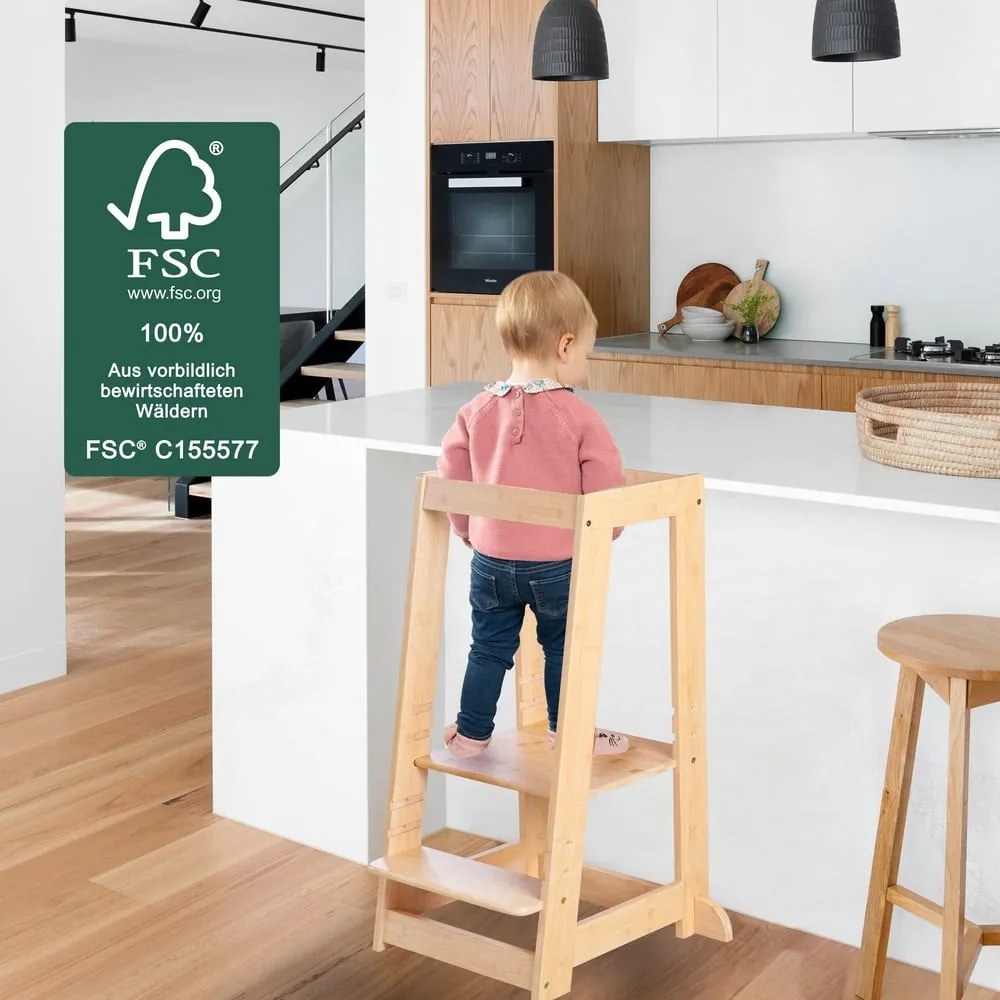 Torre di apprendimento di colore naturale in bambù – Roba