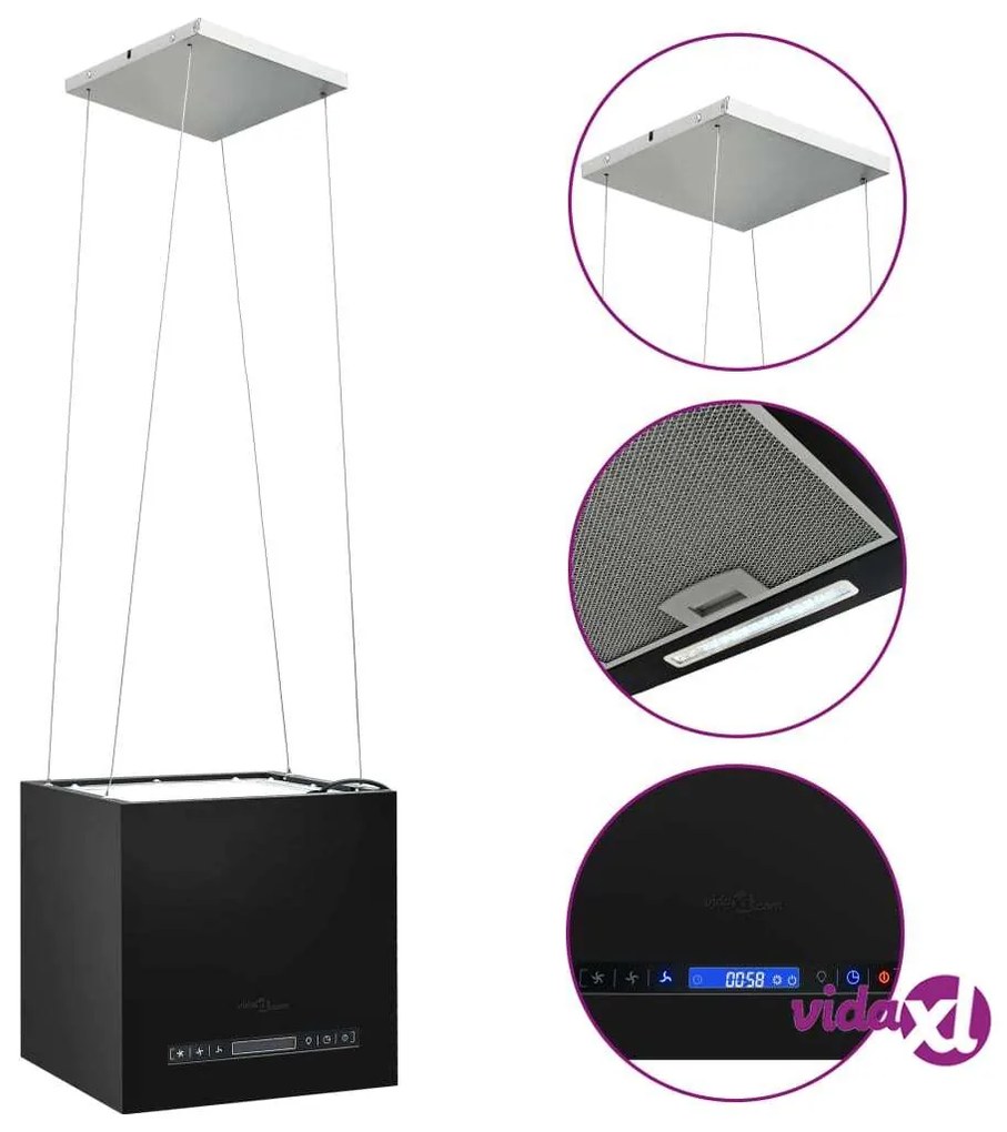 vidaXL Cappa da Cucina ad Isola Sospesa LCD Sensore 37 cm in Acciaio
