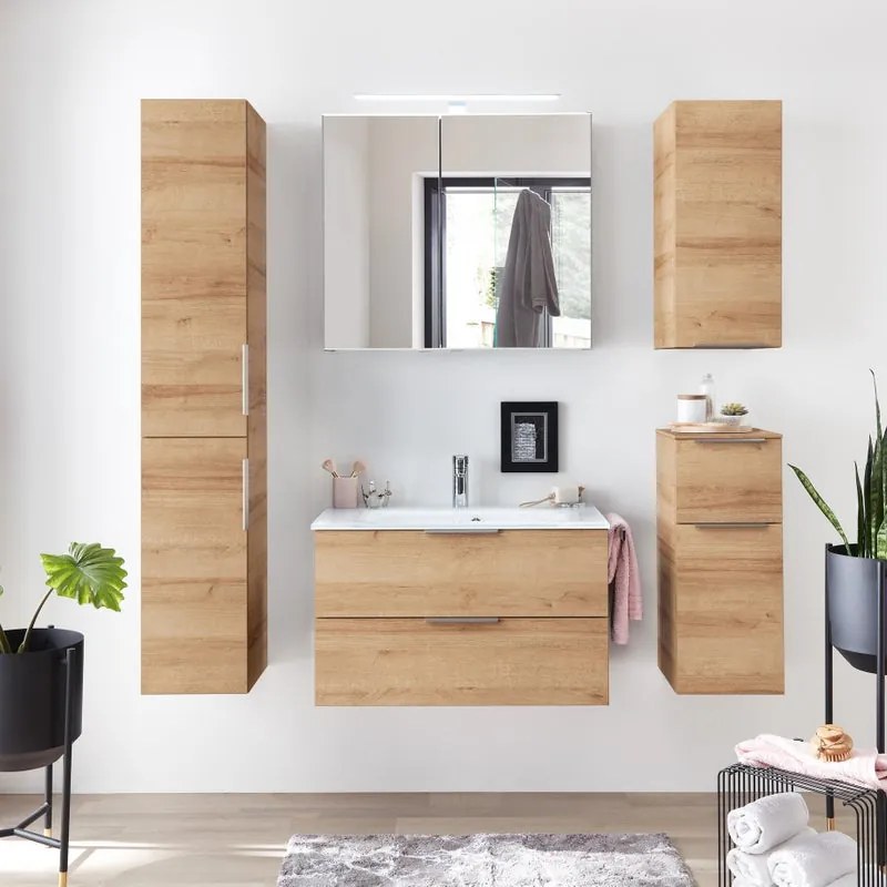 Colonna per mobile bagno Madeo PELIPAL 2 ante P 33 x L 30 x H 168 cm rovere riviera