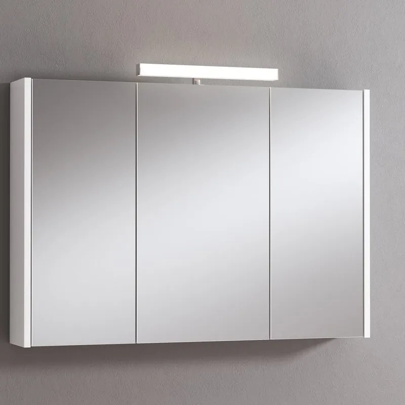 Pensile con luce Akira laccato lucido bianco L 100 x H 70 x P 15.5 cm