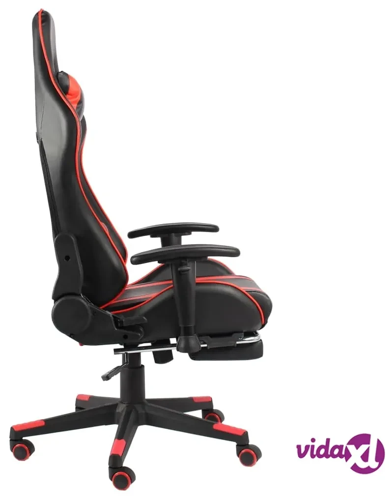 vidaXL Sedia da Gaming Girevole con Poggiapiedi Rossa in PVC