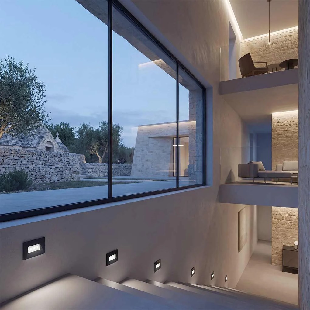 Segnapasso LED per Scatola 503 3.5W IP65 - Luce Asimmetrica Colore Bianco Caldo 2.700K