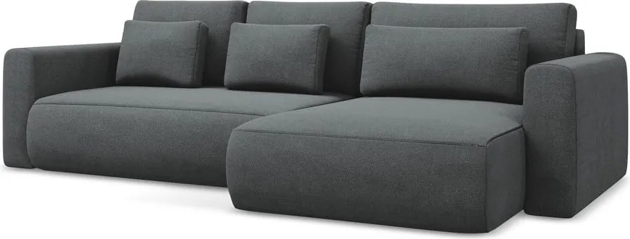 Divano angolare grigio scuro allungabile/con contenitore (con penisola a destra/con chaise lounge) Kapua – Makamii