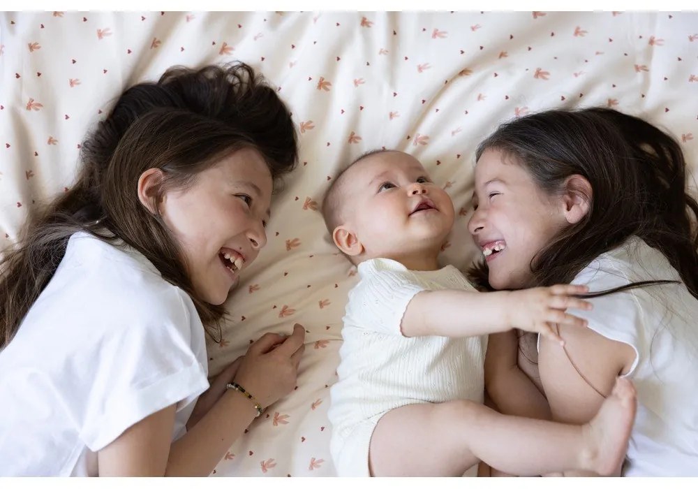 Set copripiumino e federa da bambini giallo chiaro/rosa in cotone organico per letto singolo 140x200 cm Bows – Cam Cam Copenhagen